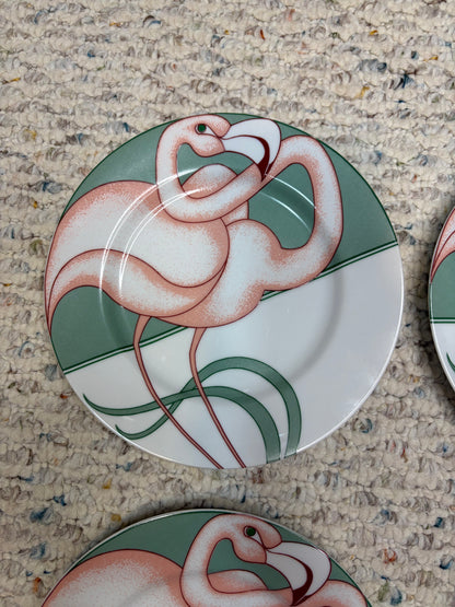 Lovely Fitz and Floyd flamingo plates set of 4!