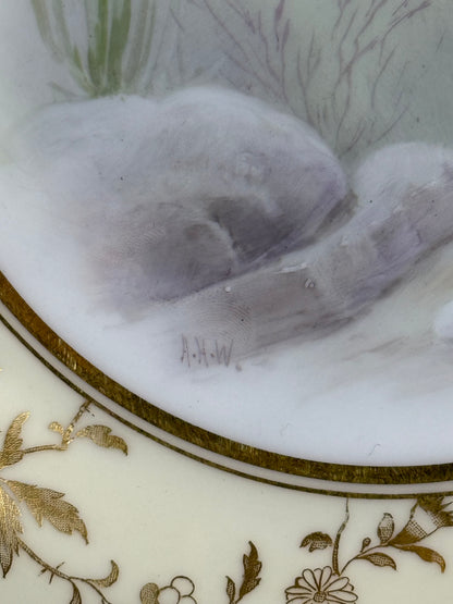 Pair of Minton Hand-Painted Fish Cabinet Plates by Albert H. Wright | Davis Collamore New York | c.1895 | #DA3143