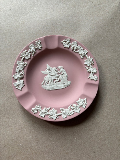 Cream pink Wedgwood 4.5” ornate dish ashtray