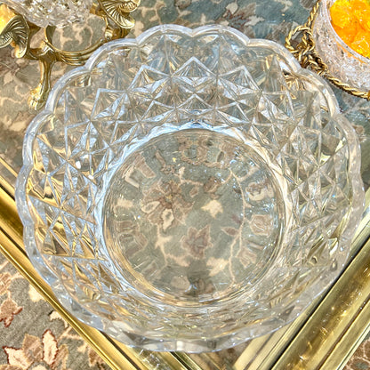 Sparkling vintage scalloped large designer Bohemian crystal centerpiece bowl.