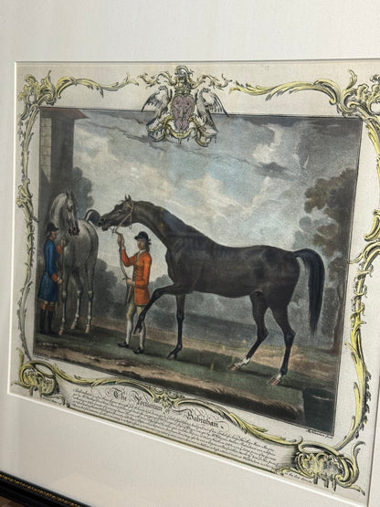 Thomas Spencer After | Richard Houston Engraved Hand-Colored Equestrian Portraits, Pair | c.1750s | Framed 19.5” H × 21.25” W