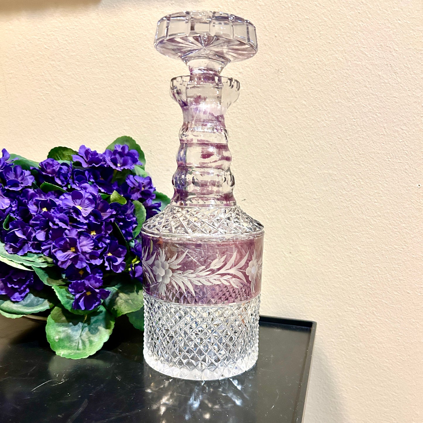 Lavender sparkling & statuesque 11.5 in crystal decor decanter