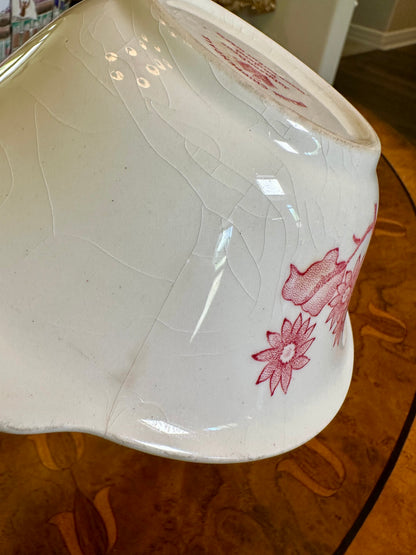 Johnson Brothers “English Chippendale” Pink Floral Chintz Lugged Bowl, c. 1935-1965