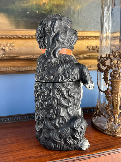 Stately Early 1890-1915 Victorian Ceramic Spaniel Tobacco Jar – English Library Figural Humidor - 
Bernard Bloch Signed