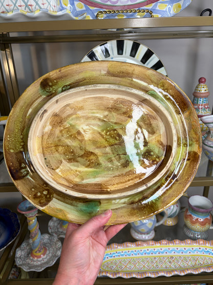 Antique Majolica bread platter with beautiful flowers!