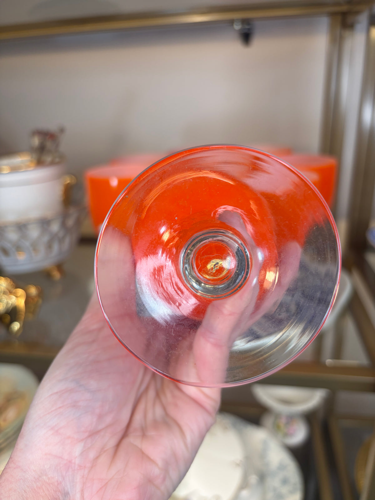 Stunning Carlo Moretti Italian orange encased white wine glasses set of 4! Two sets of 4 available; sold separately!