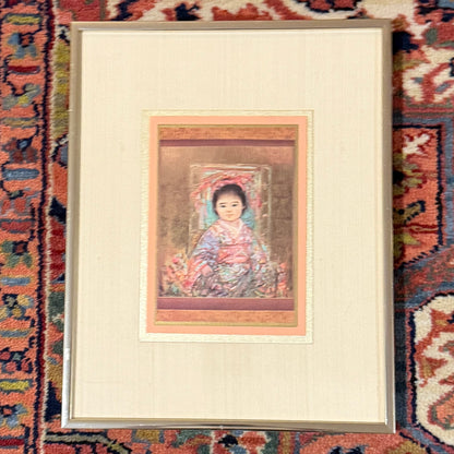 Set of two vintage  lithograph prints by renown American artist Edith Hibel 14 x 11 ea