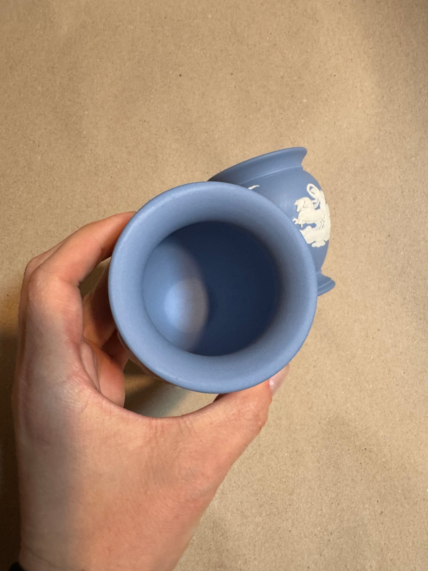 A pair of two small 4” lavender vases Wedgwood