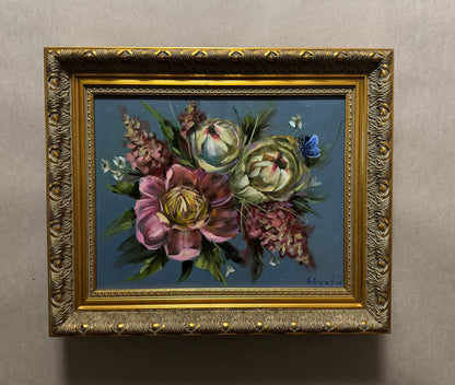 Pink and white peonies with pink hydrangeas original oil painting