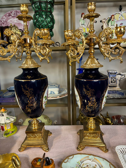 Stunning 22” candelabras French porcelain pair!