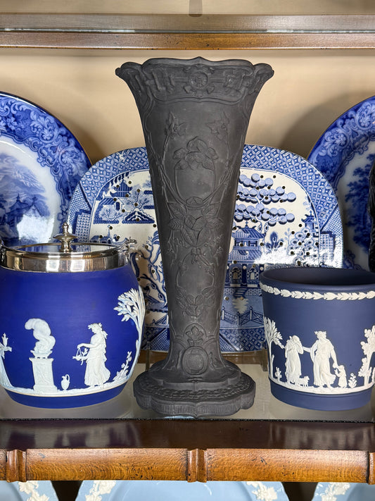 RESERVED -DA4442 - Wedgwood Basalt spill vase, c.1920