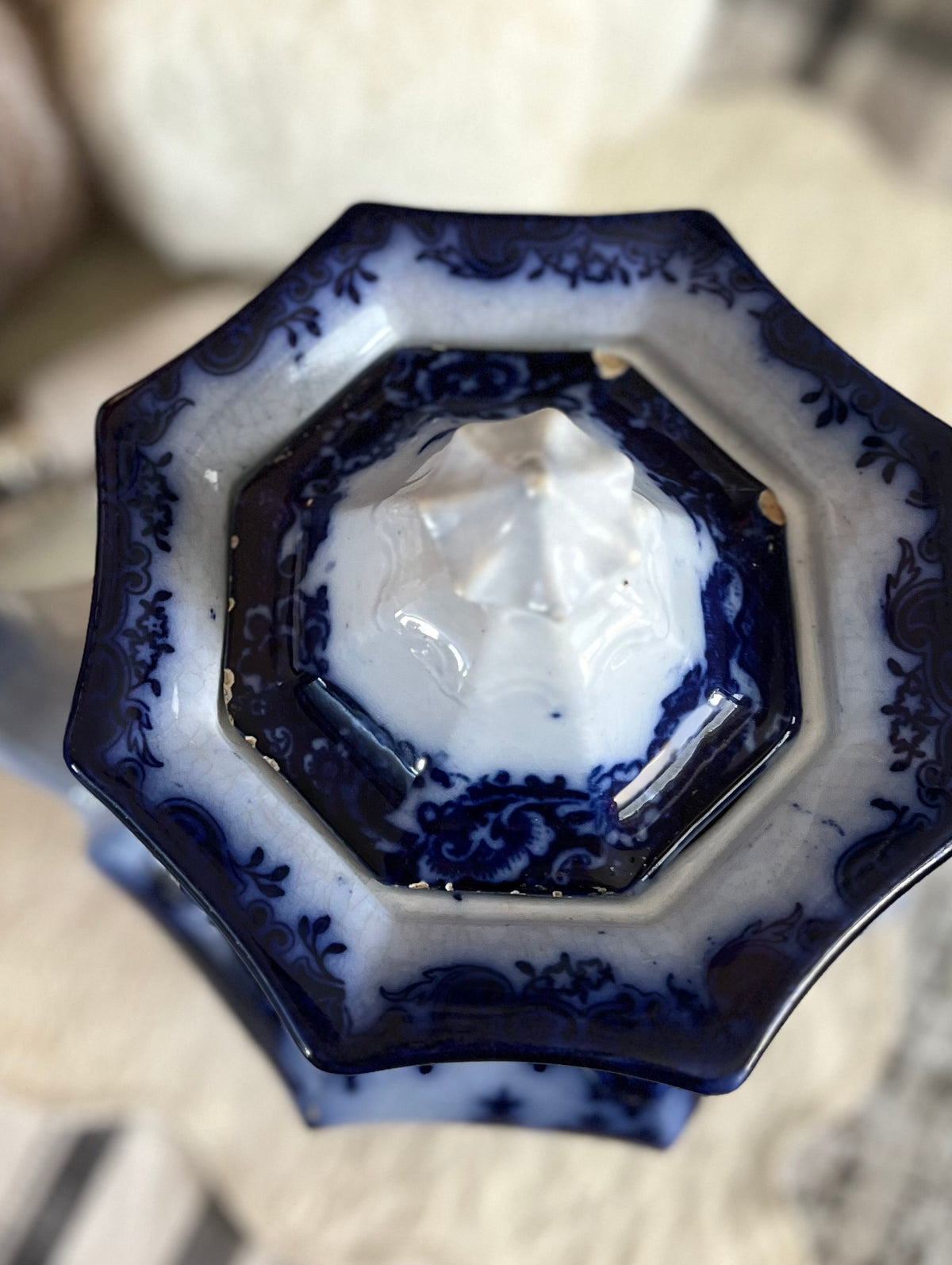 Jacob Furnival & Co. Shanghae Flow Blue Ironstone Teapot | England, Circa 1860
