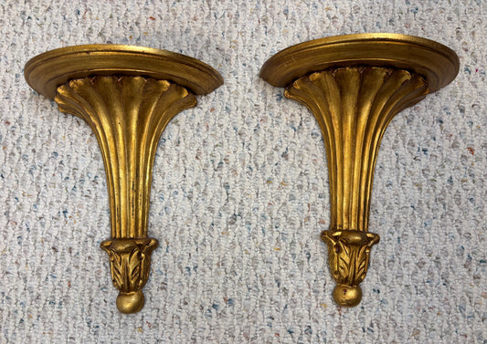 Gorgeous Italian Gilt Sconces Pair!