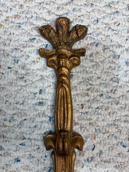 Lovely carved wood wall shelves with plate inserts pair!