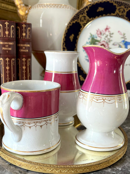 Live 09/15 19th Century Ott & Brewer Etruria Pink Porcelain Bathroom Vanity Set 1871-1874