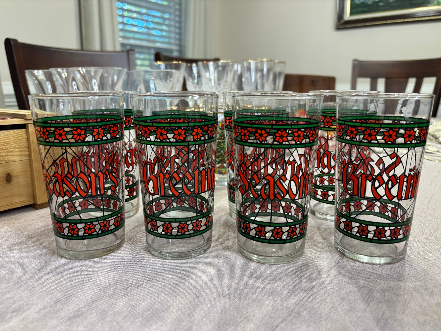 Gorgeous set of 6 Season’s Greetings highballs!