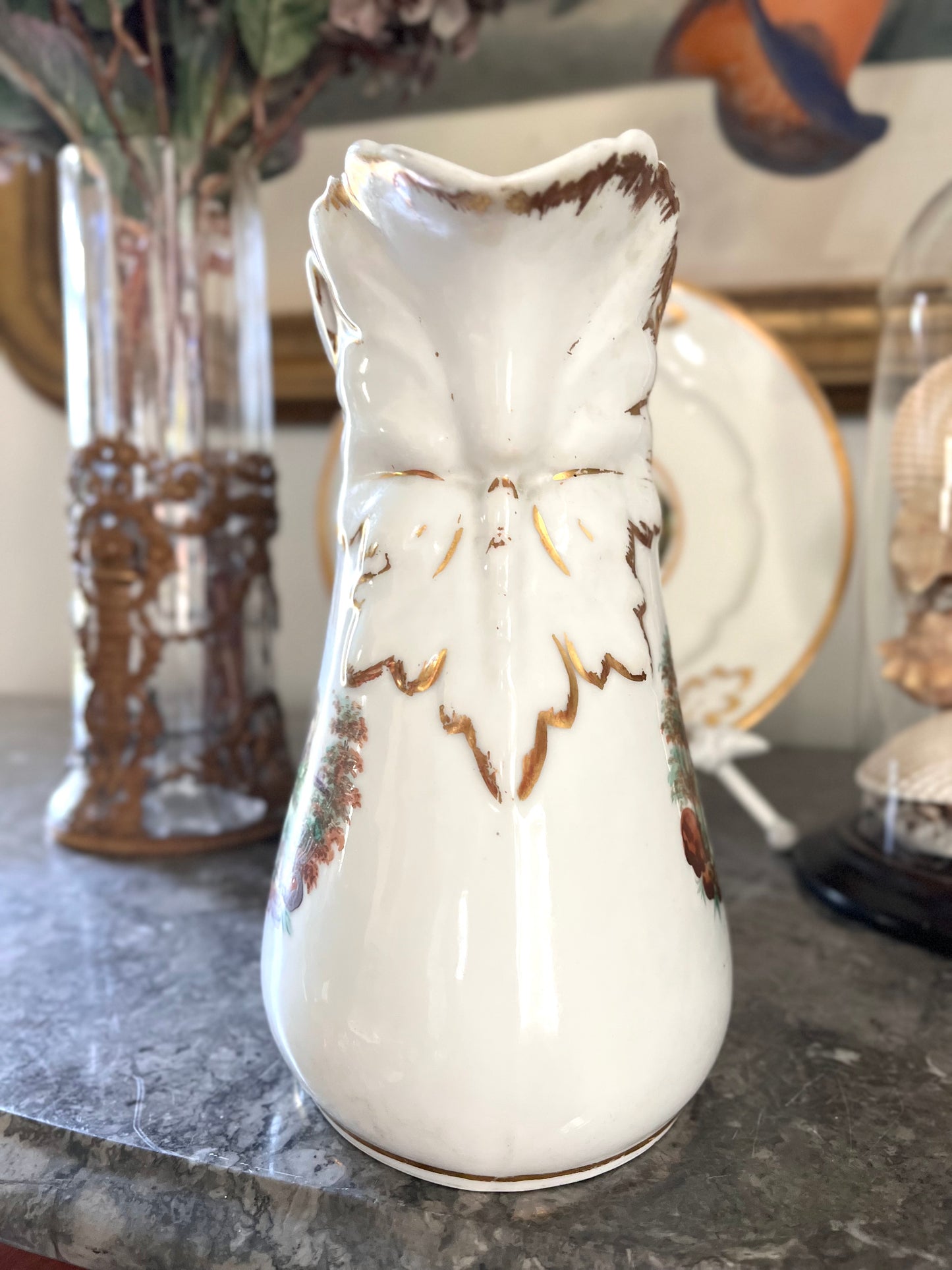 Gorgeous Paris Porcelain Pitcher/Milk Jug Hand Painted Landscape