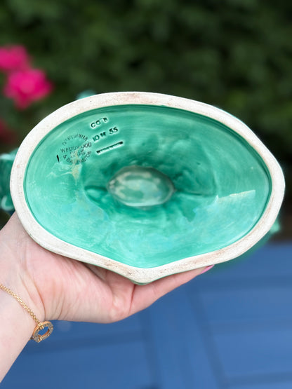 Vintage Large Wedgwood Green Majolica Nautilus Shell | c.1955 | Style DA4509