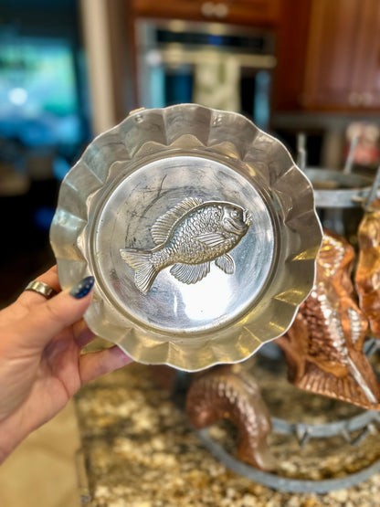 Vintage Round Copper Fish Mold, 7”