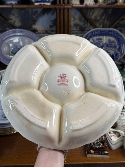 Vintage Mason’s Vista Red Transferware 6-Section Serving Tray | 12” English Ironstone