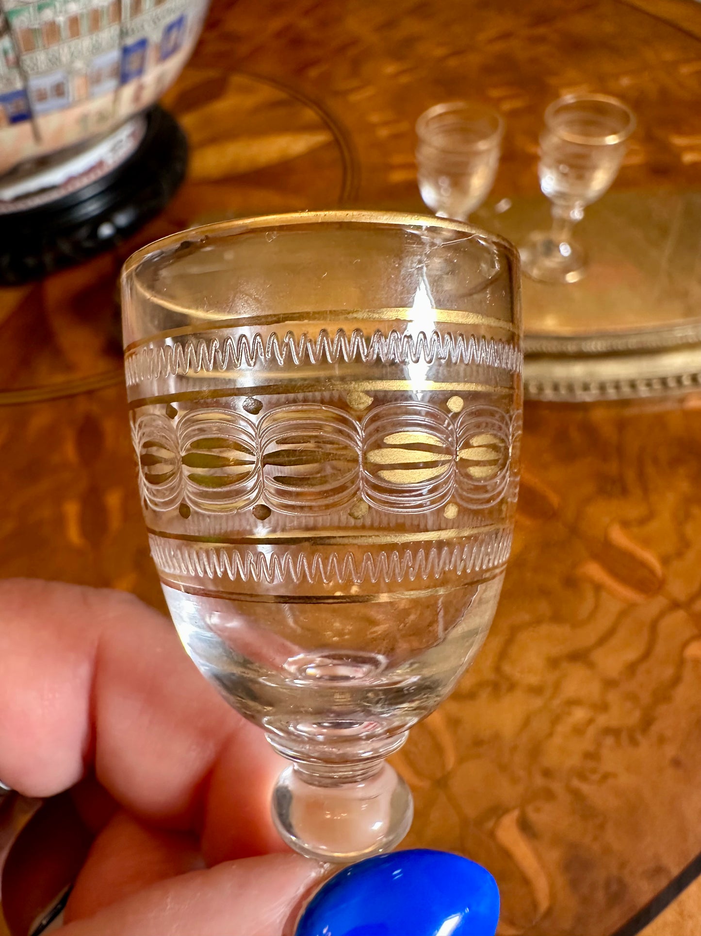 Antique St Louis Crystal French Cordial Glasses, Set of 3