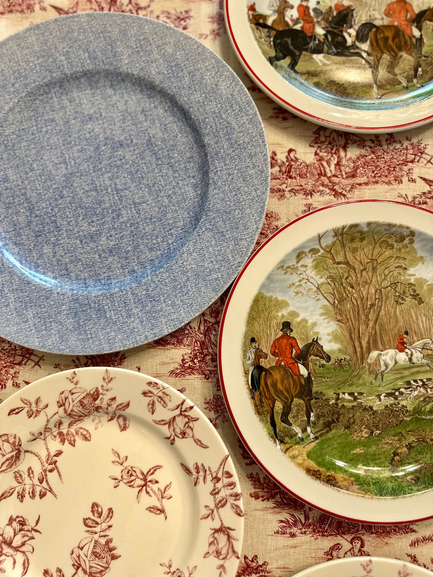 Pair of Denim Light Dinner Plates by Ralph Lauren, Made in England, 11"