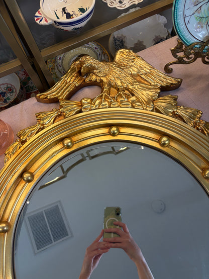 Stunning American Federal Eagle Bullseye Gold Gilt wood mirror! Measures 32.5” x 23 1/4”.
