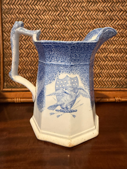 Antique Early Americana Eagle Spongeware Pitcher