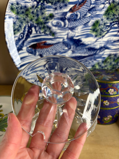 Sparkling Waterford crystal lidded condiment jar with FB Roger’s Gold Spoon!