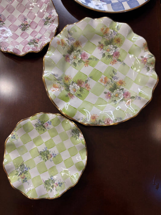 Vintage Mackenzie Childs Sweet Pea Fluted plates pair!