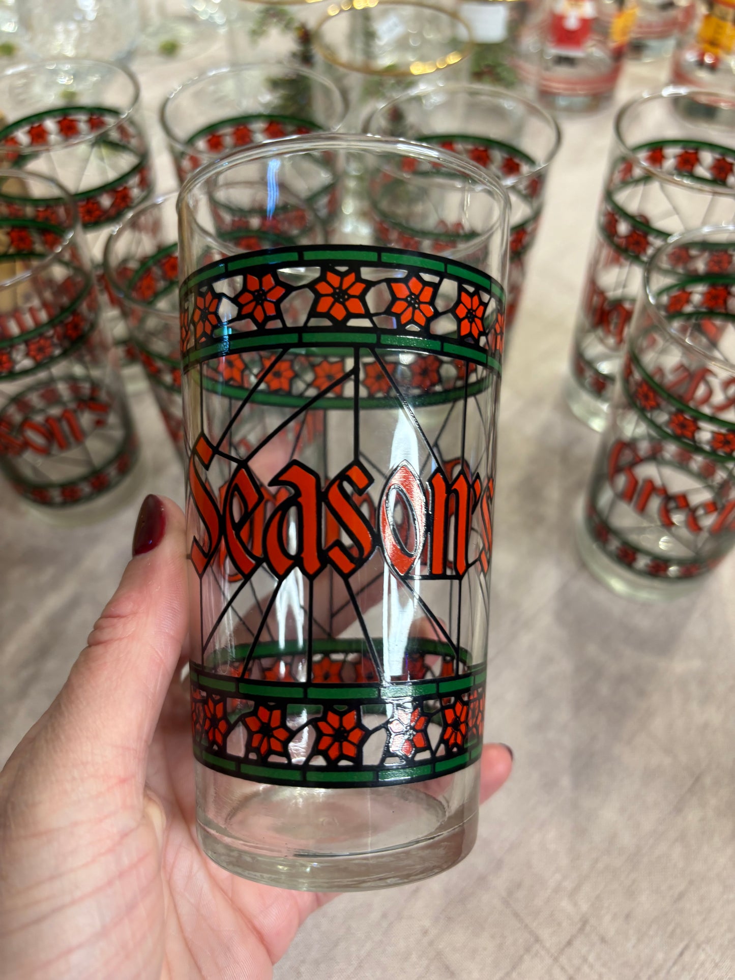 Gorgeous set of 6 Season’s Greetings highballs!