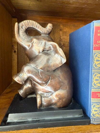 Vintage Bronze Pair of Elephant Bookends
