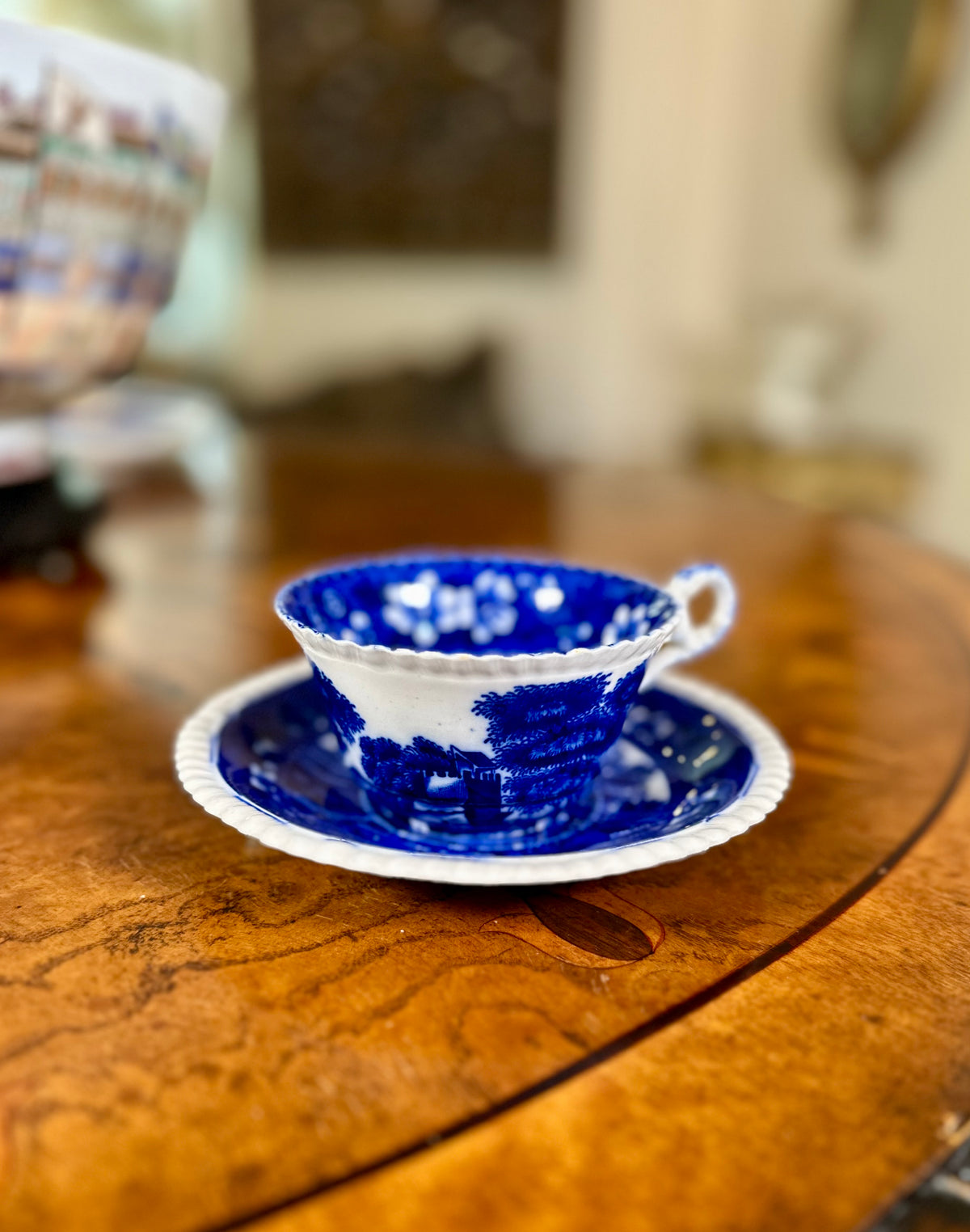 Pair Copeland Spode Tower Blue Oversized Tea Cups & Saucers | c.1902–1935