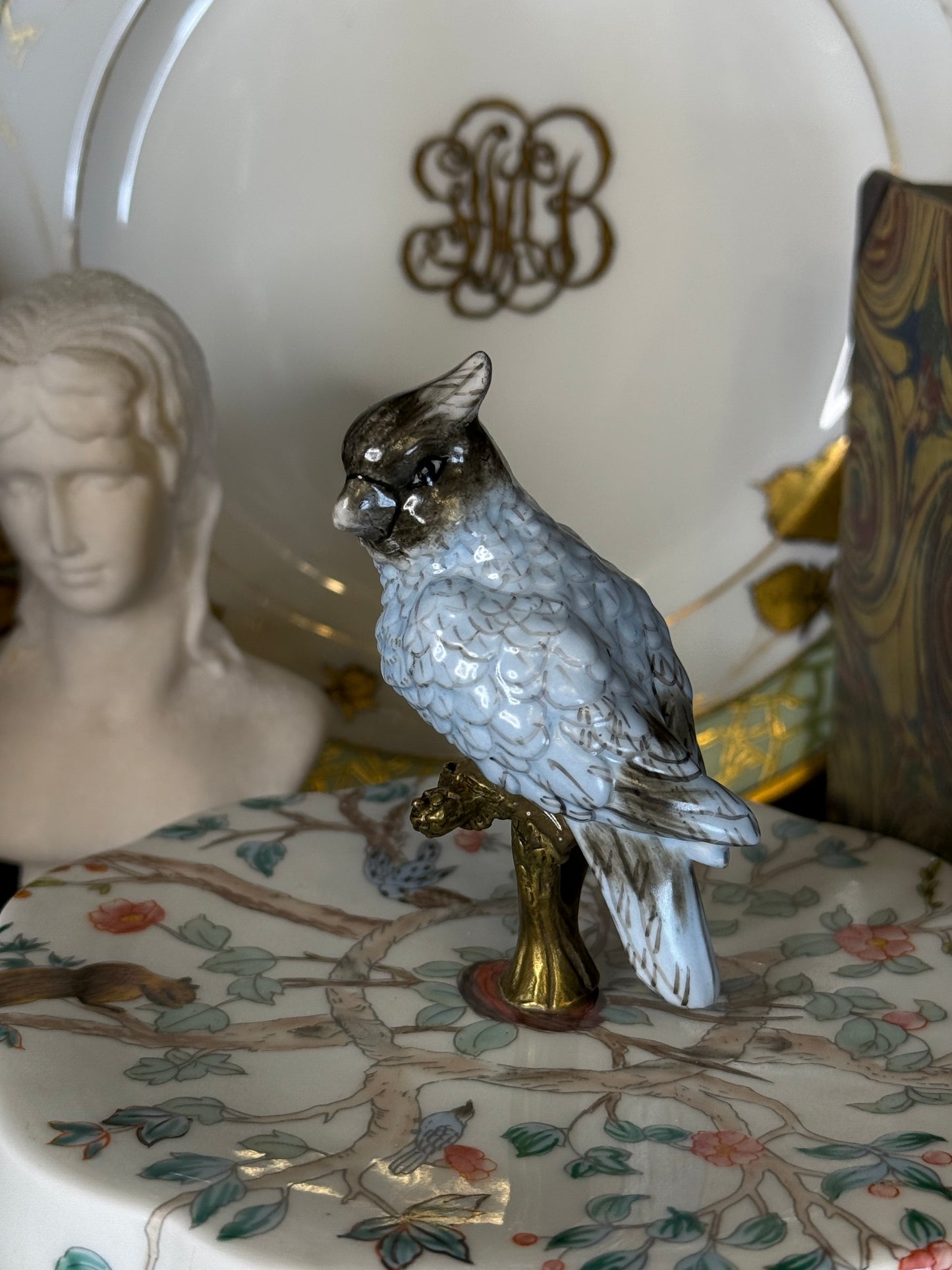 Danny’s Fine Porcelain | “Garden of Life” Porcelain Box with Bronze Ormolu & Bird Finial – 6”
