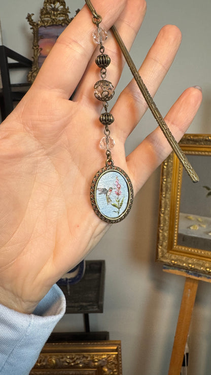 Reserved bookmark with hummingbird
