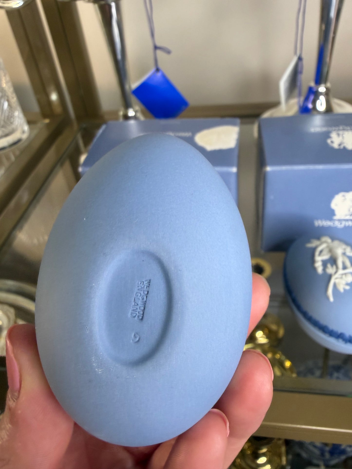 Lovely Wedgwood cherub egg trinket boxes! Two available; sold separately!