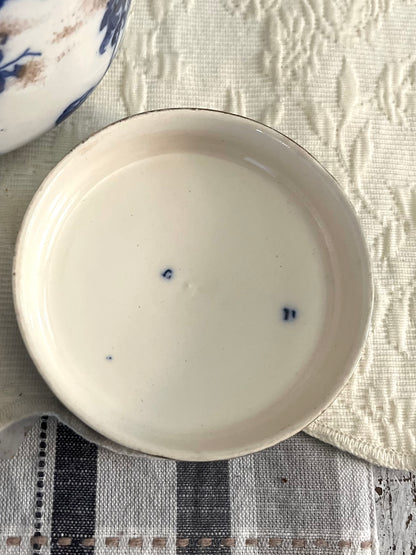 Live 09/22 Rare Surviver 1880s Doulton Burslem England Blue & White Gilt Biscuit Jar – Original Lid