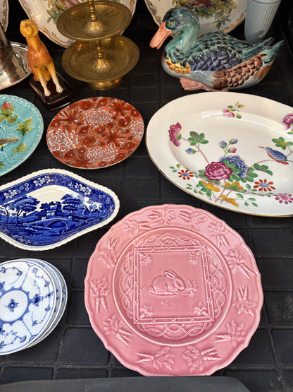 Reserved! Beautiful Bordallo pink bunny plates set of 4!