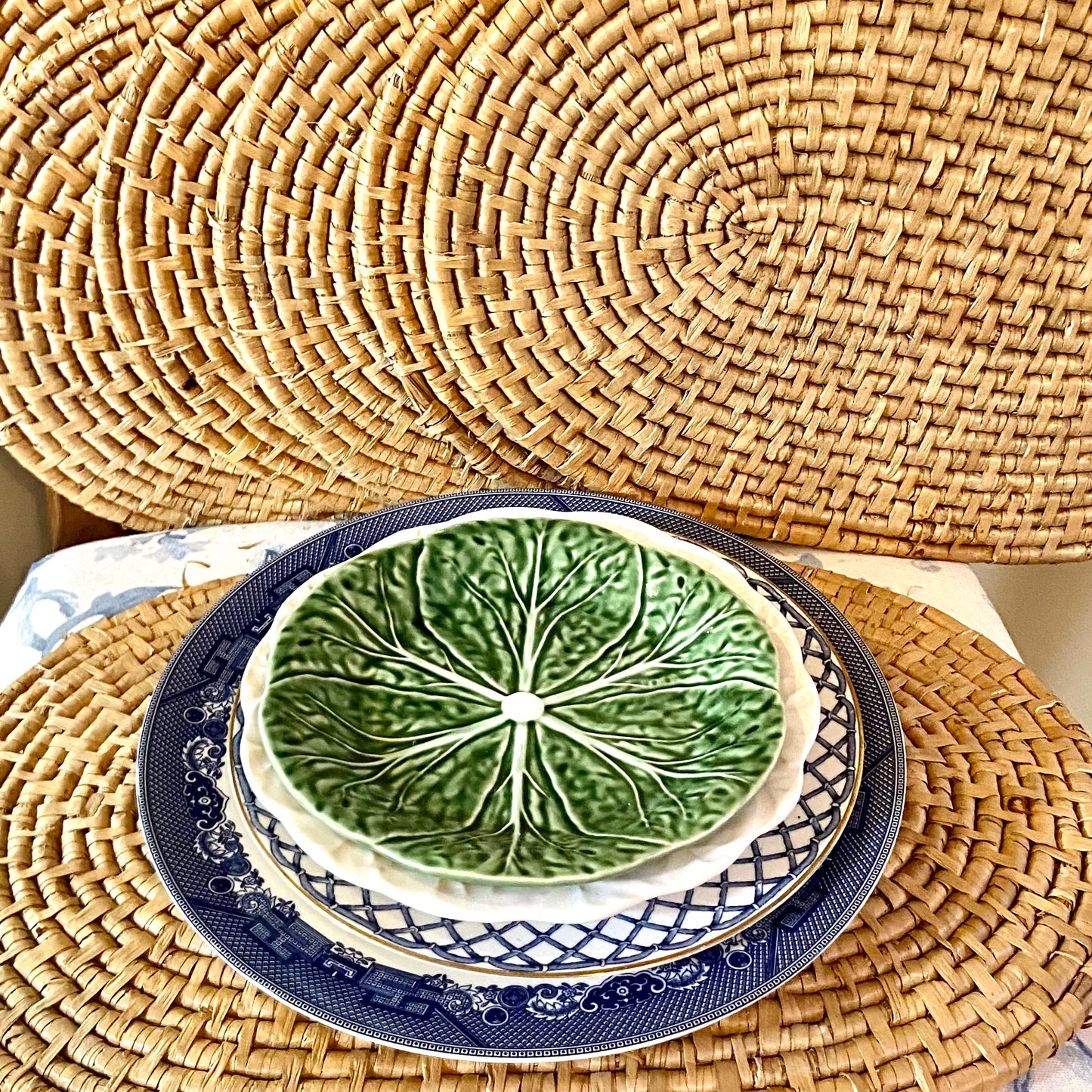 Set of 8 boho chic woven rattan braided oval placemats
