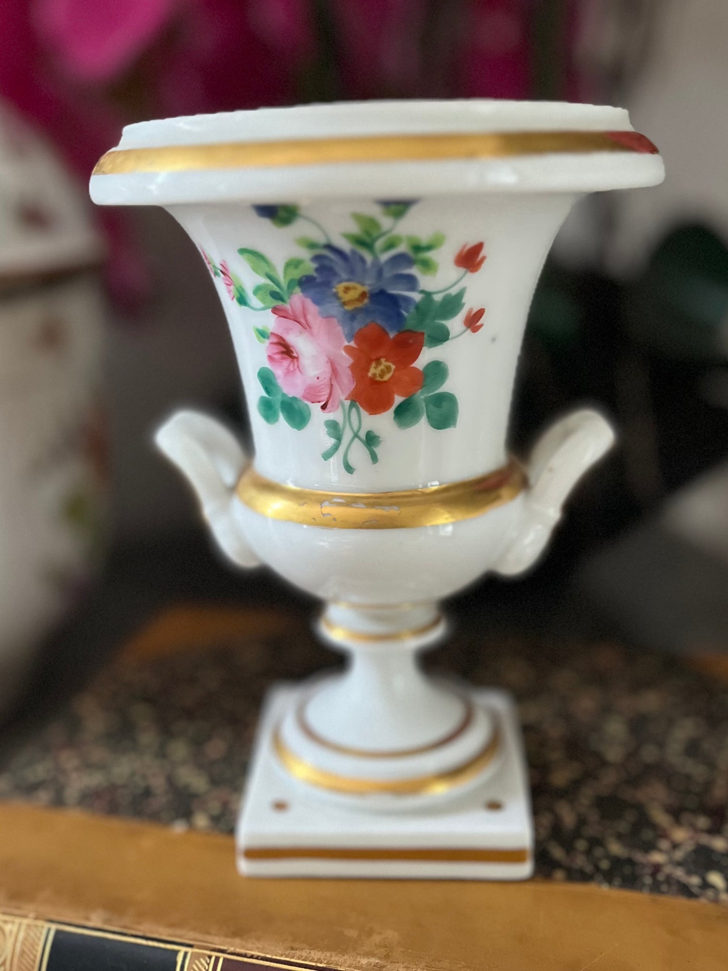 Live 06/22 Pair of Old Paris Hand-Painted Portrait Urns | 19th Century 2 Sided Decoration