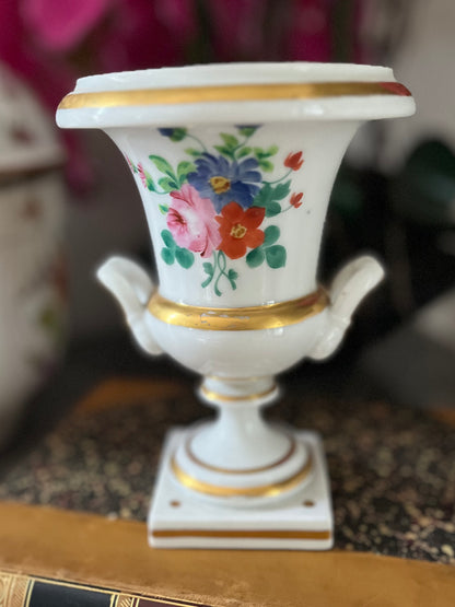 Live 06/22 Pair of Old Paris Hand-Painted Portrait Urns | 19th Century 2 Sided Decoration