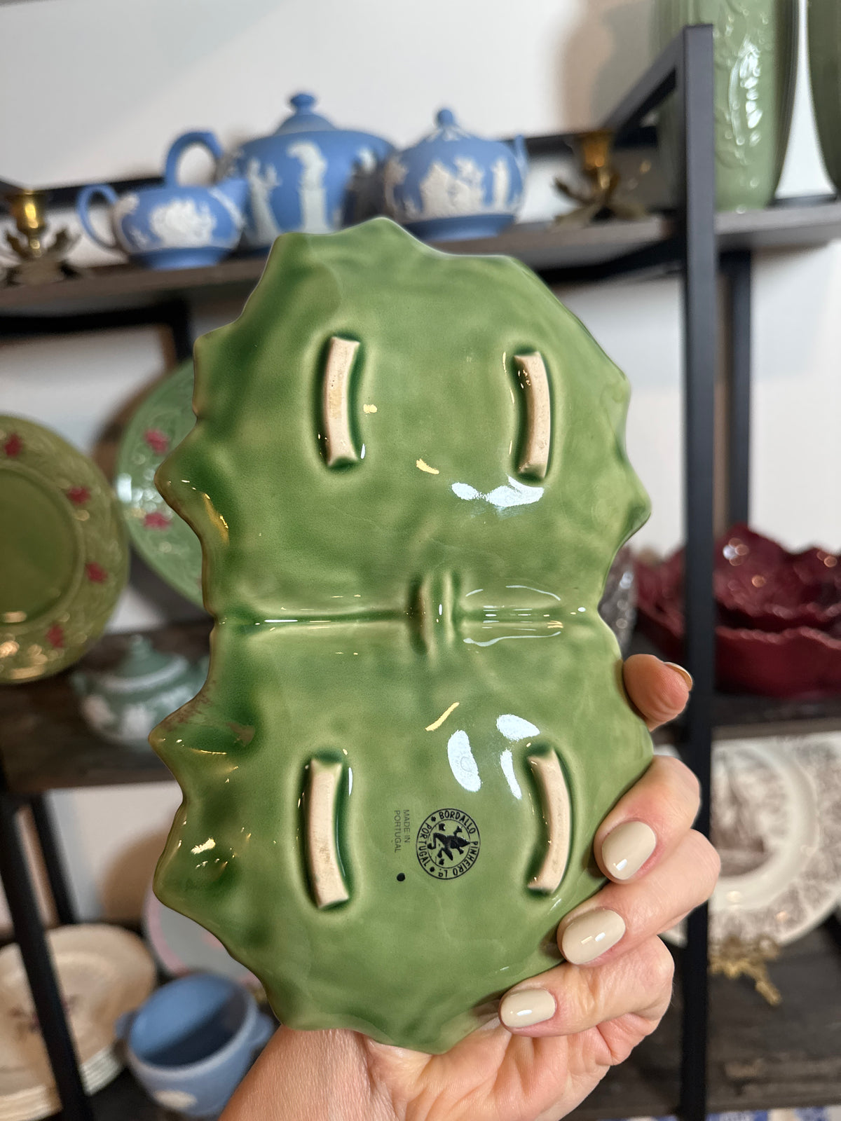 Vintage Bordallo Pinheiro Grape Leaf Divided Serving Dish – Portugal