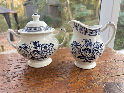 Blue Nordic by J & G Meakin creamer and sugar set!