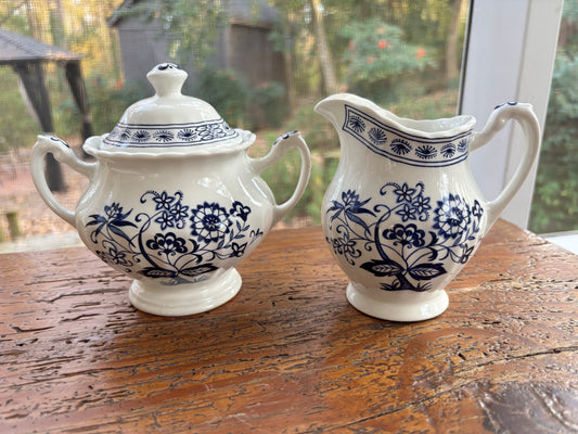 Blue Nordic by J & G Meakin creamer and sugar set!