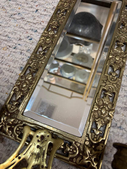 Stunning brass koi mirrored wall sconces pair!