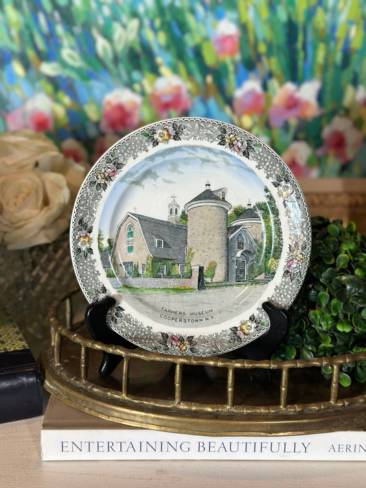 Vintage Staffordshire Cooperstown NY Souvenir Plate, 7"D - Pristine!
