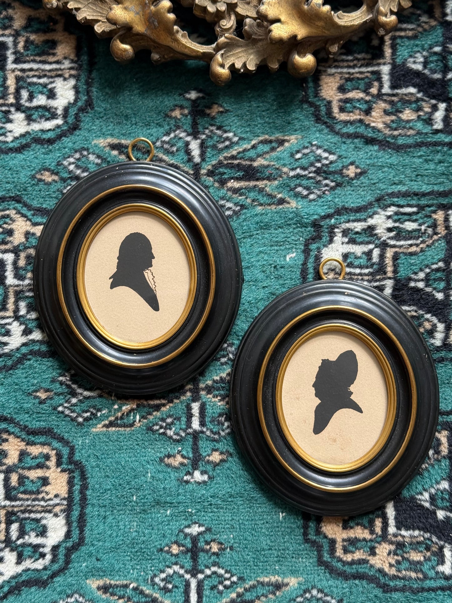 Pair of Antique Silhouette Portraits – George & Martha Washington, Foster Bros. Boston