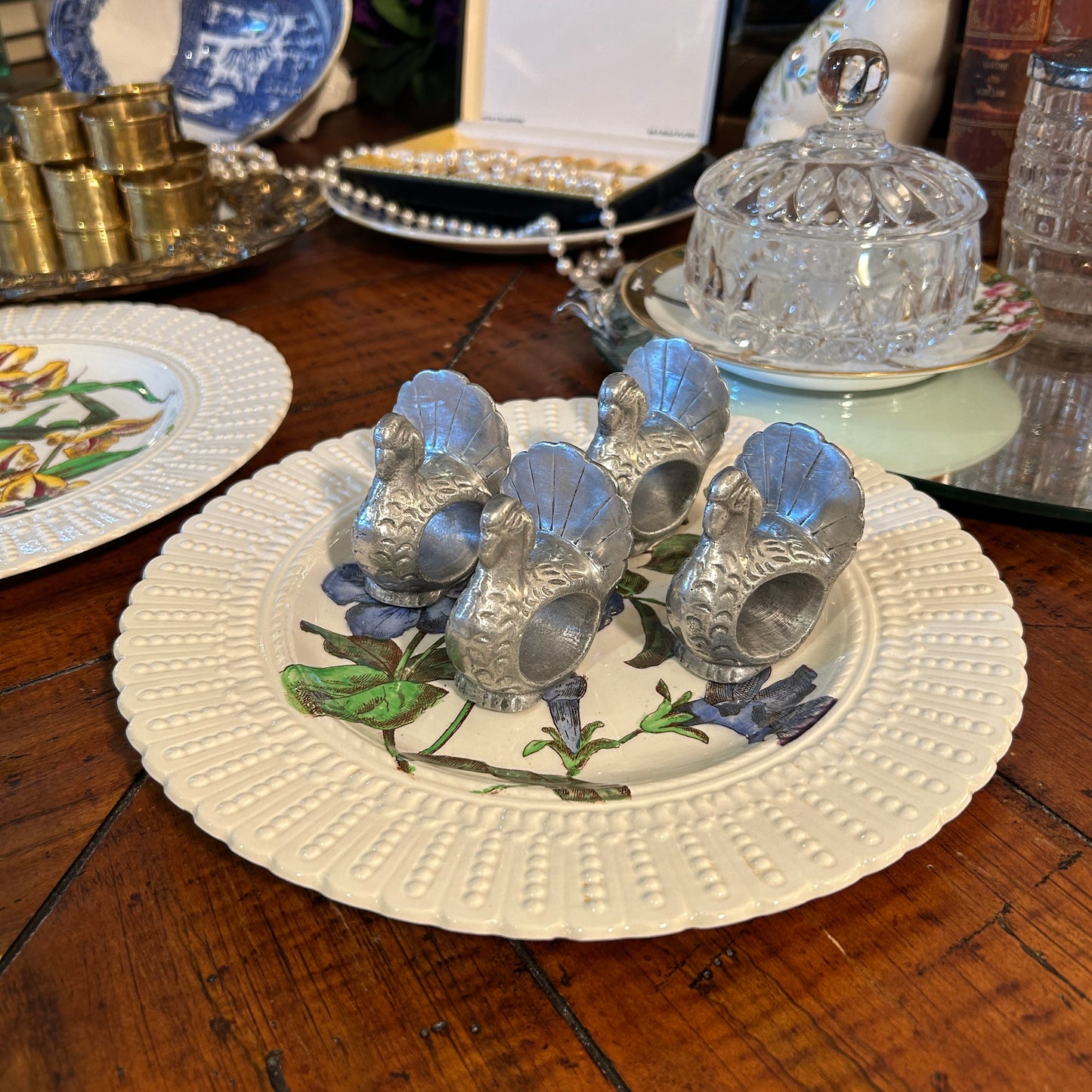 Set of 5 holiday snowman napkin ring holders