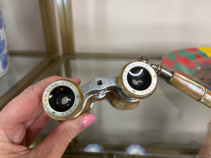 Stunning Antique French Mother of Pearl opera glasses with handle!