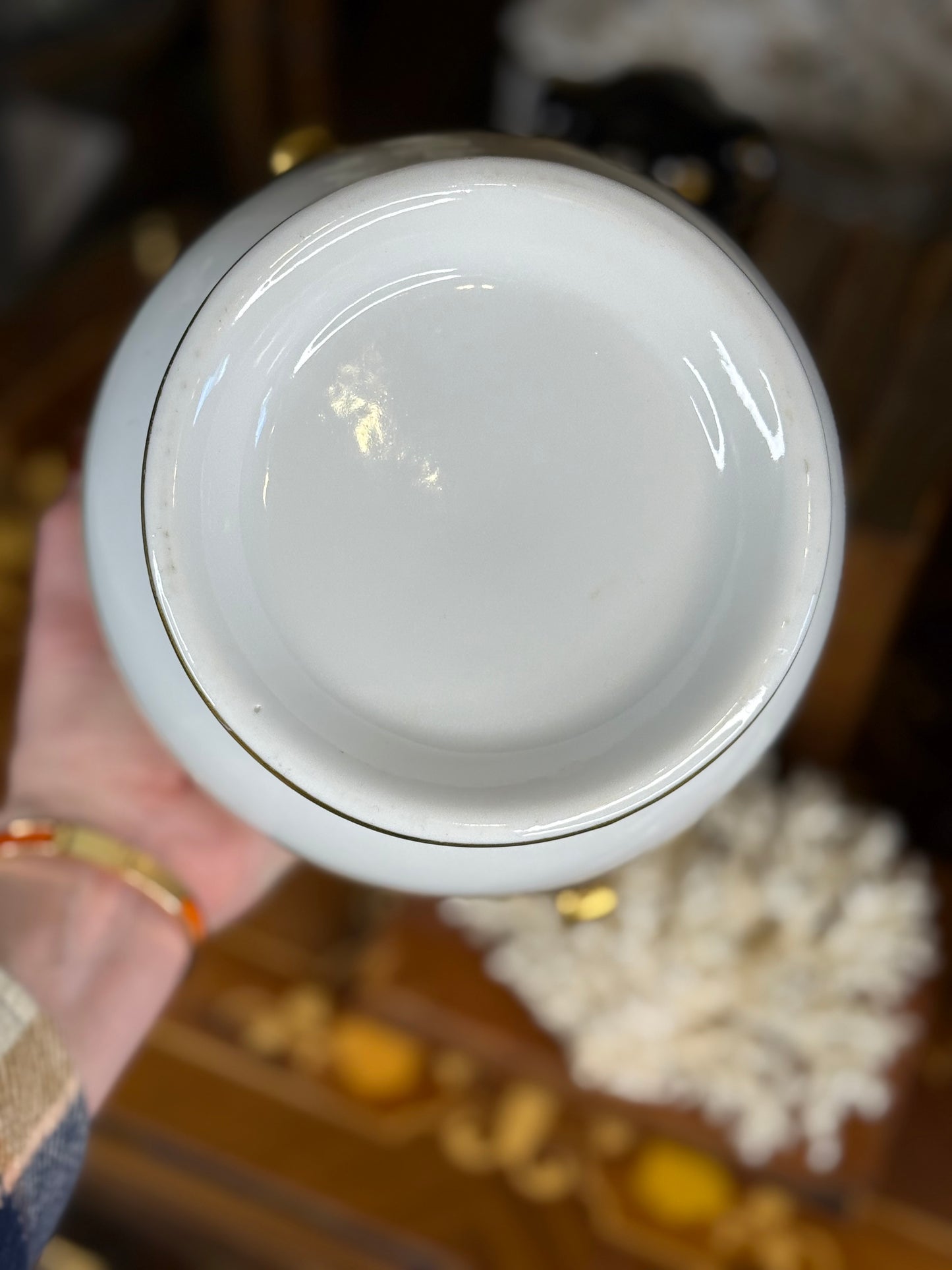 Pair of Green & Gold Porcelain Cachepots – 7” | Classic French-Style Planters